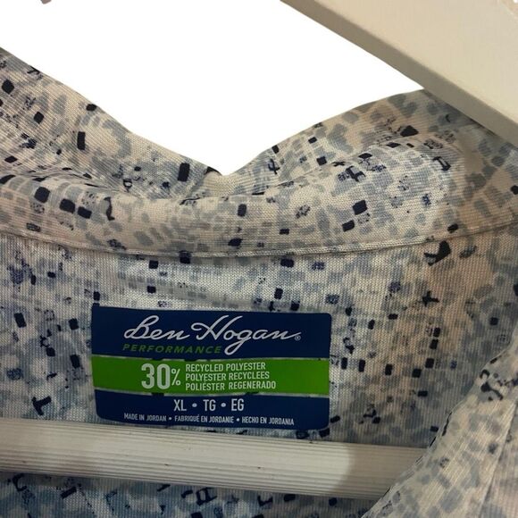Ben Hogan Performance XL recycled polyester short sleeve collared blue green gol - Picture 3 of 4